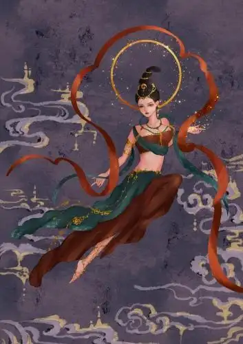 古风敦煌飞天仙女插画