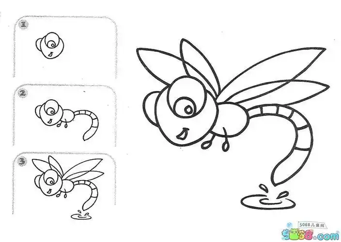 蜻蜓点水怎么画 蜻蜓简笔画教程