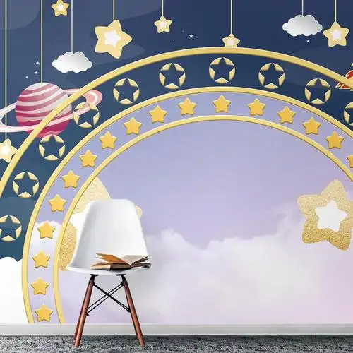 3d创意舞台背景背景墙墙纸小主主持人口才表演无纺布墙纸