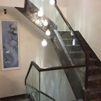 成都实木玻璃楼梯扶手护栏简约现代家用别墅室内扶手防摔阳台栏杆橡胶