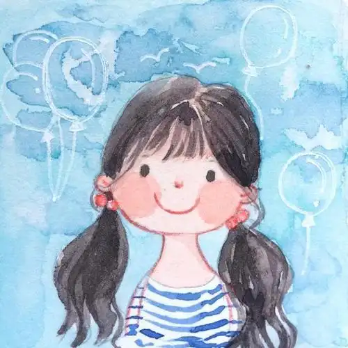 肉嘟嘟的圆脸,14幅夏日里的可爱小女孩水彩头像插画作品赏析!