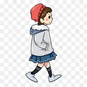 戴帽子走路的女孩