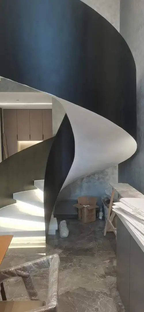 楼梯高端定制旋转弧形钢板室外踏步钢架复式整体楼梯