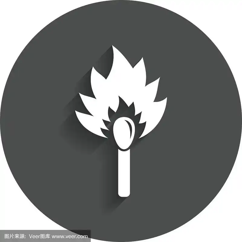 火柴棍燃烧图标.火柴燃烧的迹象.