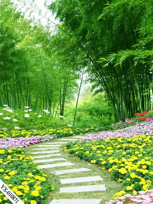 饰主播竹林山水田园外景快手网红背景墙直播背景布3d立体直播间装