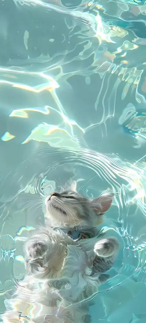 可爱超萌猫咪戏水手机壁纸图片快快收藏