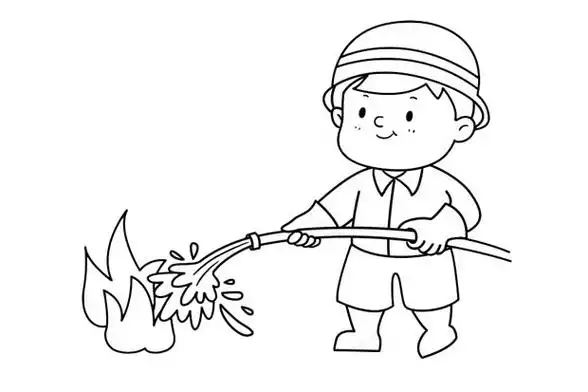 消防员带颜色消防员灭火画法简笔画怎么画步骤教程