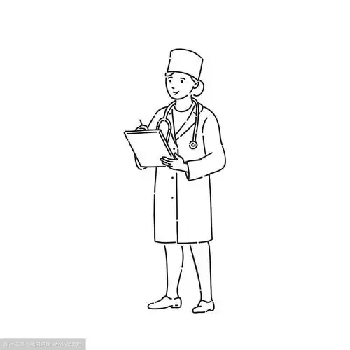女医生在专业制服线艺术