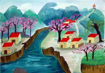 美丽的家乡风景教师范画