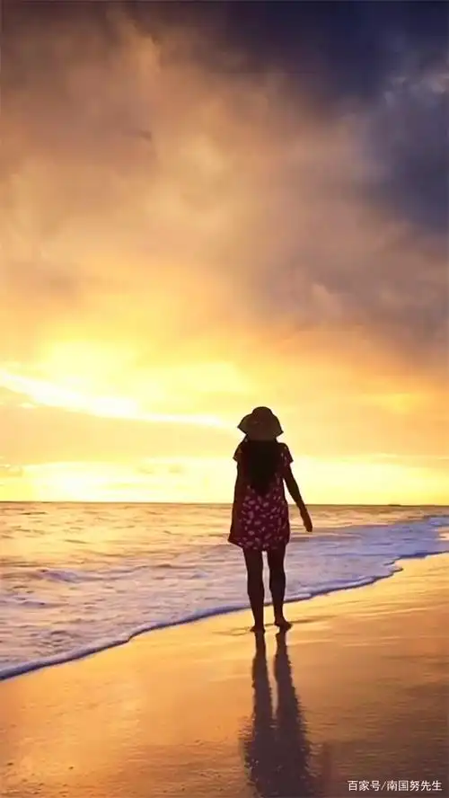 背影美图|曼妙身姿的女生在海边放飞自我的美丽背影