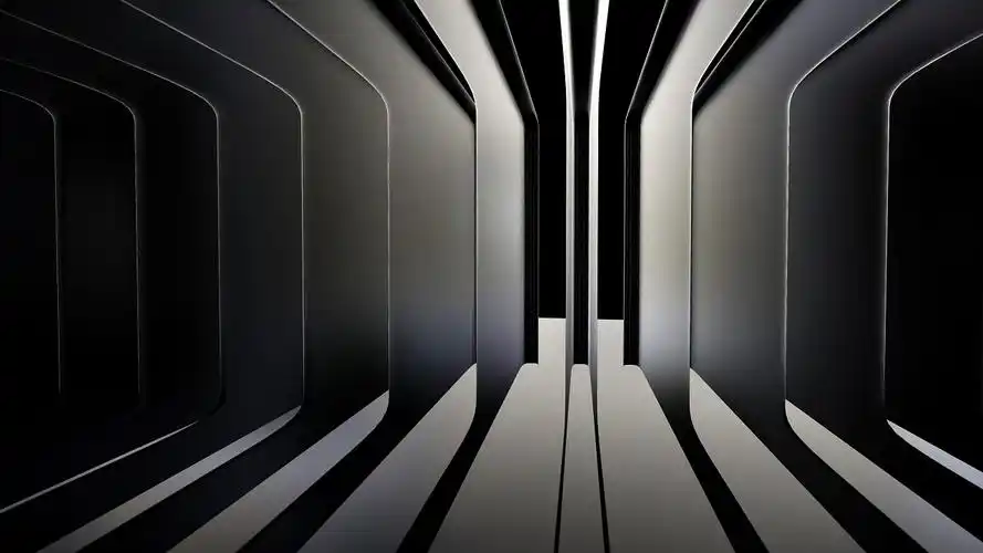 4k黑色金属放光抽象动画背景视频科技立体背景