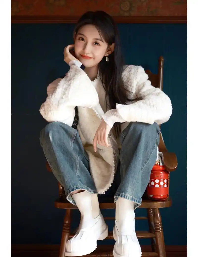 新晋女神蒋依依,小香风外套配牛仔裤率性时尚,这次我get她的美