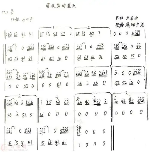 菊次郎的夏天(潇湘夕岚改编) - 流行古筝曲谱 - 古筝曲谱 - 古筝网