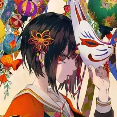 古风动漫女头狐狸面具_古风_头像控