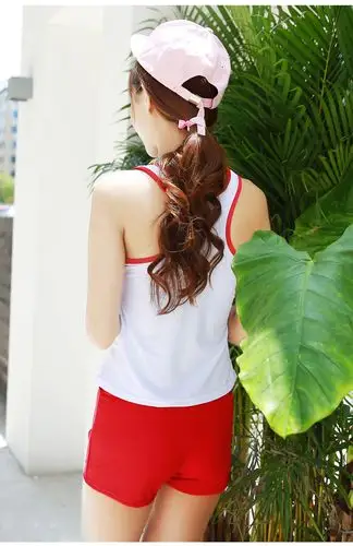 韩版平角分体运动款泳衣女士时尚保守特价遮