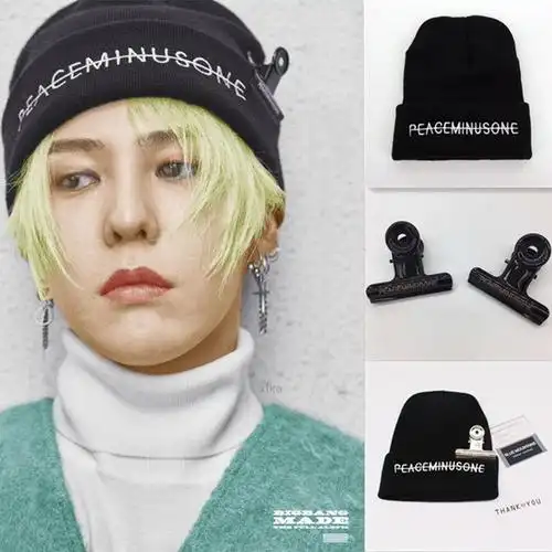 bigbang权志龙gd fxxk it mv同款英文字母黑色针织帽男女学生帽子