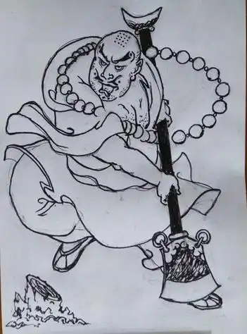 天孤星和尚鲁智深怎么画水浒传人物鲁智深简笔画水浒传中的花和尚