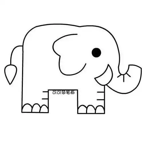 大象简笔画一年级绘画大象