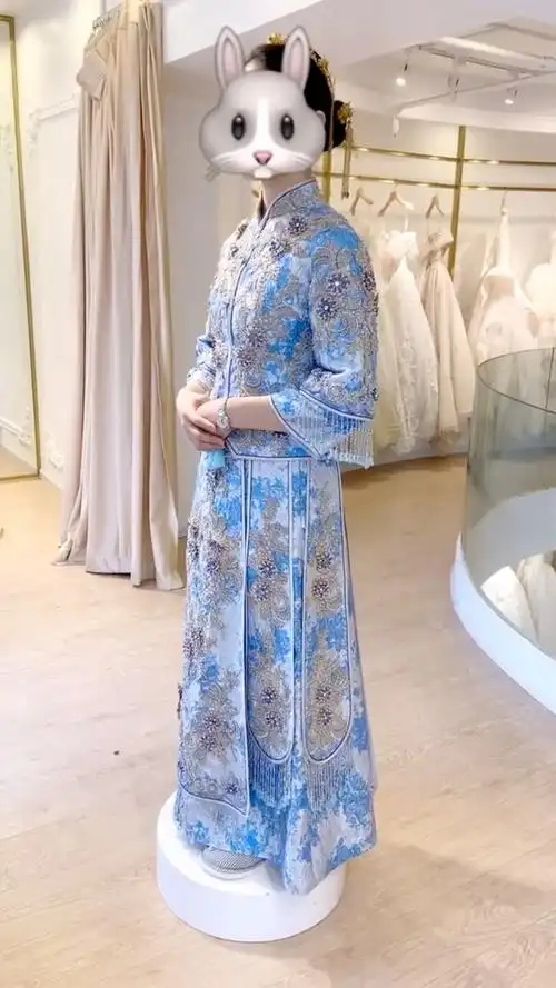 蓝色秀禾服 马来褂 温婉可人 你结婚的时候能接受吗