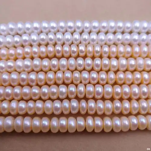 天然淡水珍珠强光7-8mm扁片四面光diy天然珍珠项链半成品批扣