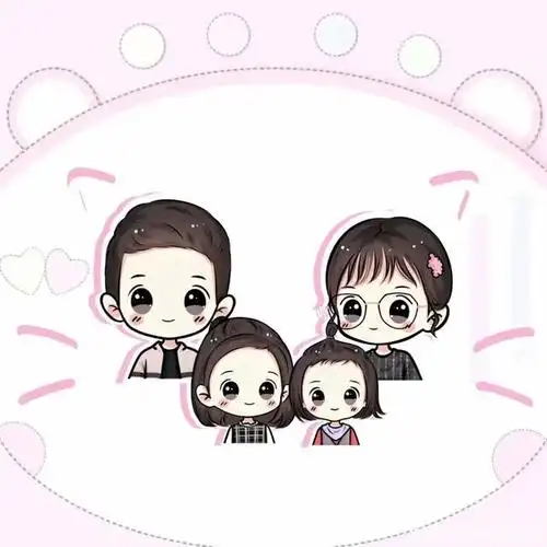 可爱全家福头像,一家三口,四口动漫风图片,喜欢吗?