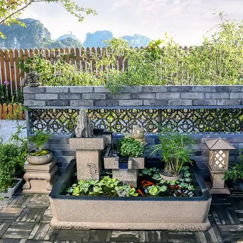 汉韵堂新中式庭院花园流水鱼池装饰造景假山布置户外露台水景摆件