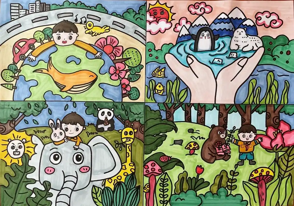 人与自然儿童画 1 人与自然和谐共处