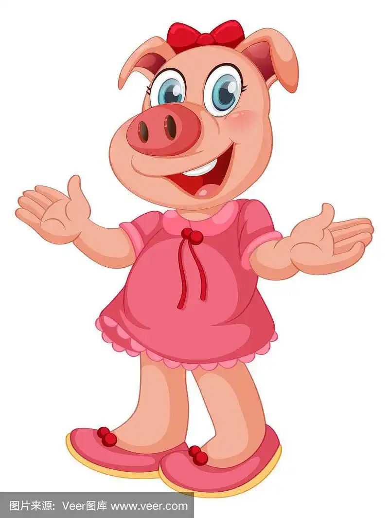 可爱的猪在人形姿势孤立