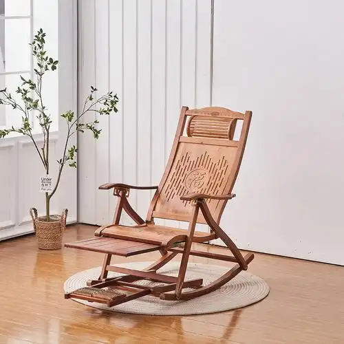 福字休闲摇椅躺椅大人午睡竹摇摇椅阳台家用休闲老人折叠摇椅