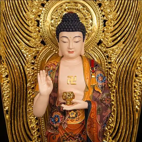 菩萨台湾盛凡西方三圣摆件铜鎏阿弥陀佛佛像观音摆件