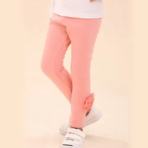 南极人 童装 女童秋装 儿童打底裤公主纱花加厚加绒裤子a 110cm 粉色