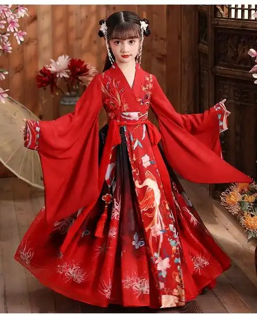 古装汉服女秋天女童民族服装10岁小女孩中国风襦裙秋季中大童仙女裙