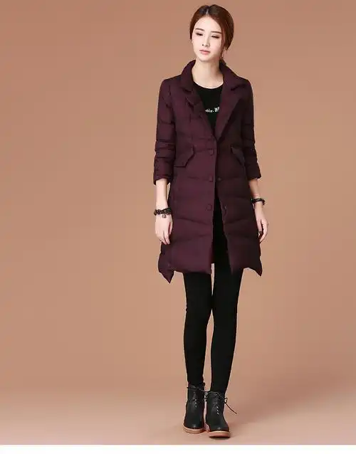 韩潮袭人2017冬装新款女装韩版西装领中长款棉衣女外套棉袄棉服厚