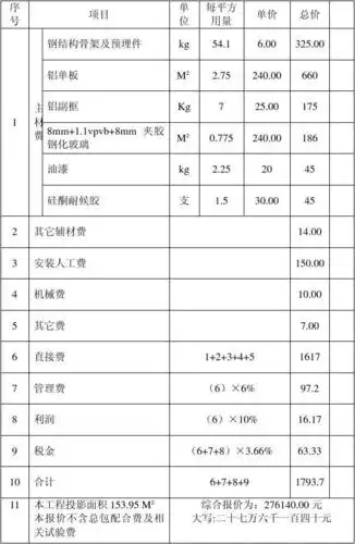 恒天重工项目钢结构雨棚报价表