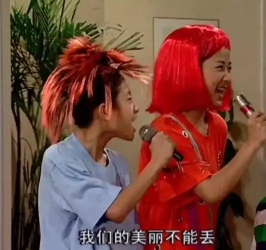 《家有儿女》里小雪的造型设计一模一样,黑胡子造型设计一样,就连红色