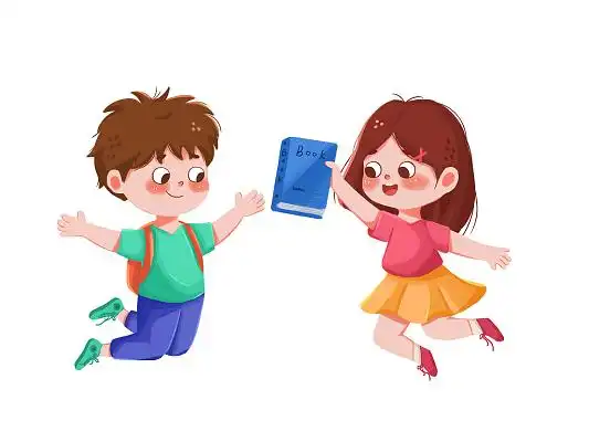 开心学生卡通人物png素材开学季