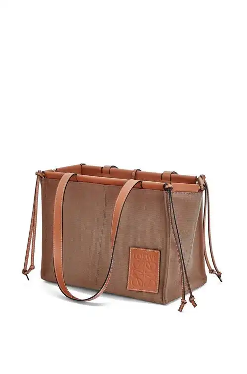 【包邮包税】 loewe罗意威 21年春夏 女士 手提包 帆布和牛皮革