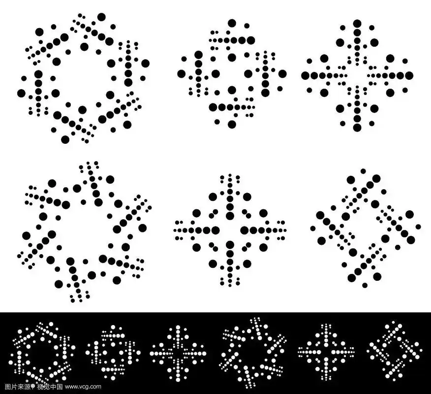 一组6个抽象的点状图案元素