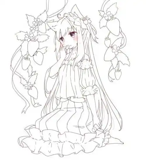 绘画素材分享线稿分享第2期新手练习动漫萝莉风少女线稿84p