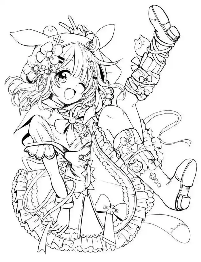 可爱女生二次元少女线稿.一起画画可爱女生#画画 #procr - 抖音