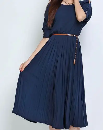 女款藏蓝色时尚休闲连衣裙