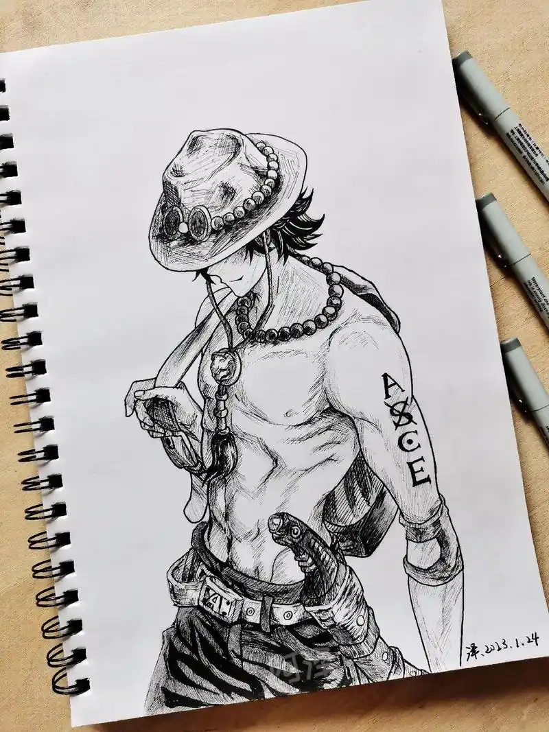 临摹 #手绘 #海贼王 #ace #艾斯 - 抖音