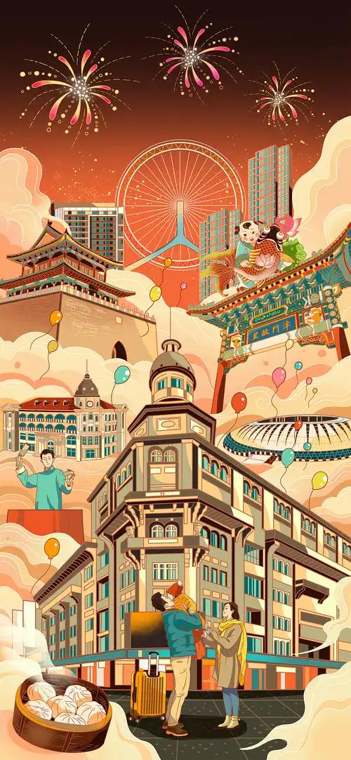 融创天津返乡稿|插画|商业插画|kingonefly - 原创作品 - 站酷 (zcool