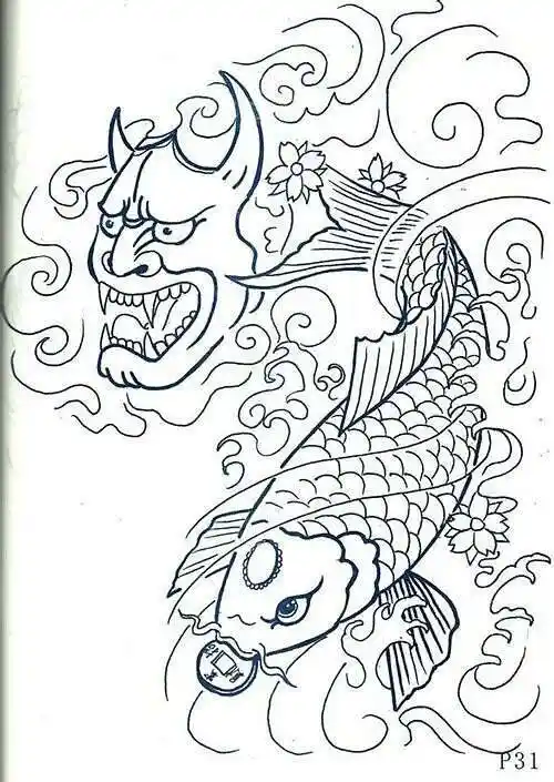 手稿鲤鱼纹身图6