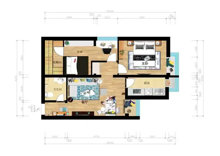 简约 二居 客厅 户型图图片来自业之峰装饰旗舰店在恬静空间的分享