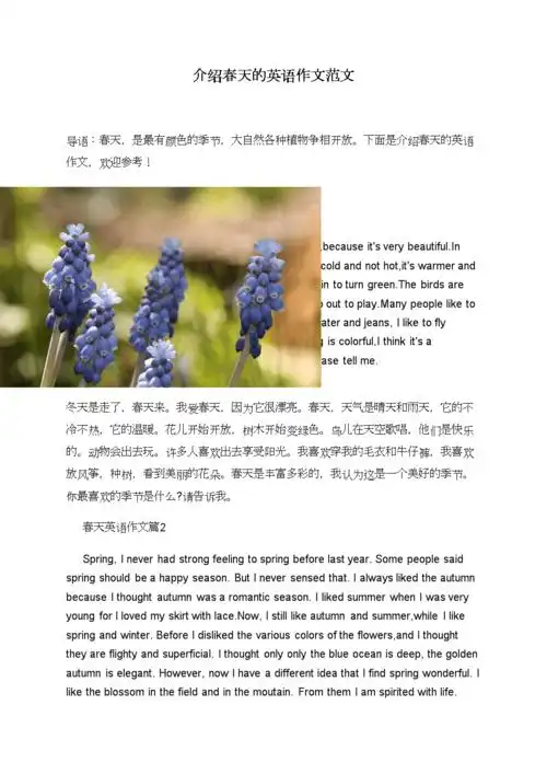 介绍春天的英语作文范文.doc