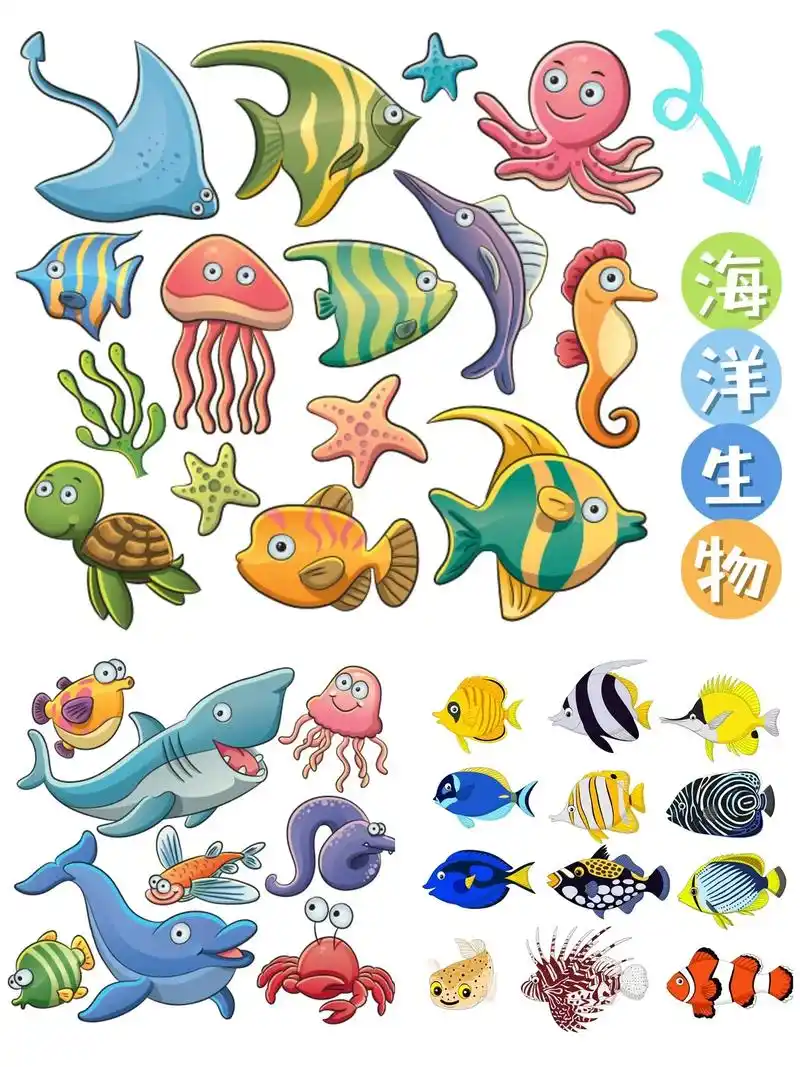 儿童插画 | 海底的小可爱们·海洋生物篇.989898当大海 - 抖音