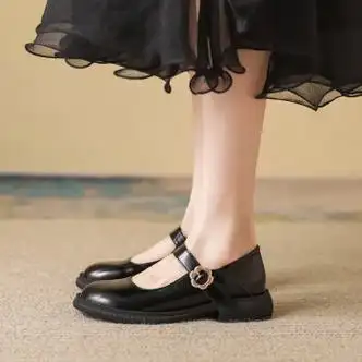 惜她女生夏天小皮鞋夏季学生玛丽珍鞋厚底复古单鞋jk白色小皮女黑色36