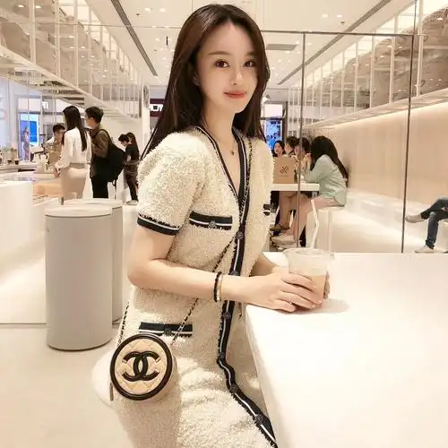 真货chanel粗花针织连衣裙