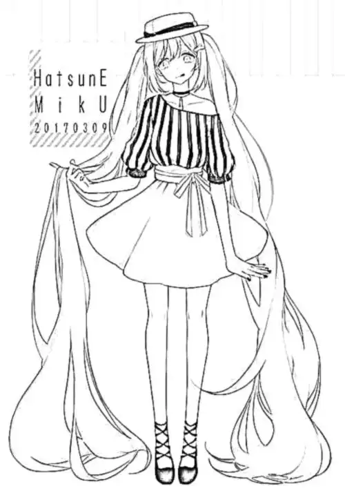 初音未来的裙子简笔画